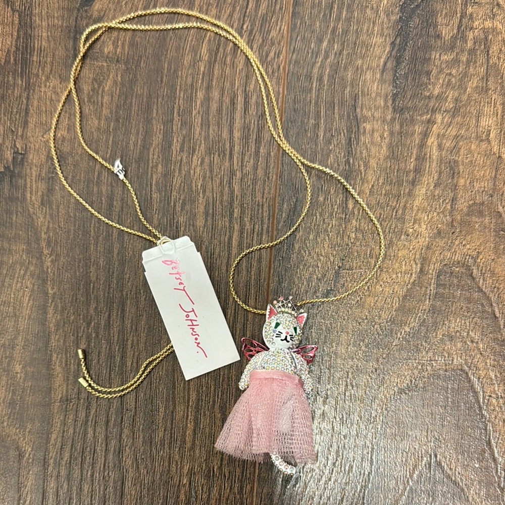 NEW WITH TAG! Betsey Johnson Fairy Princess Cat Pendant Necklace Ballerina